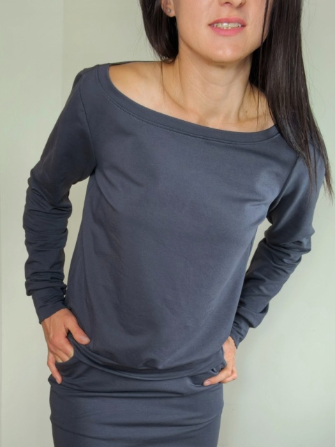 bluza NEMOLI _ dresówka grafit bluza NEMOLI _ dresówka grafit