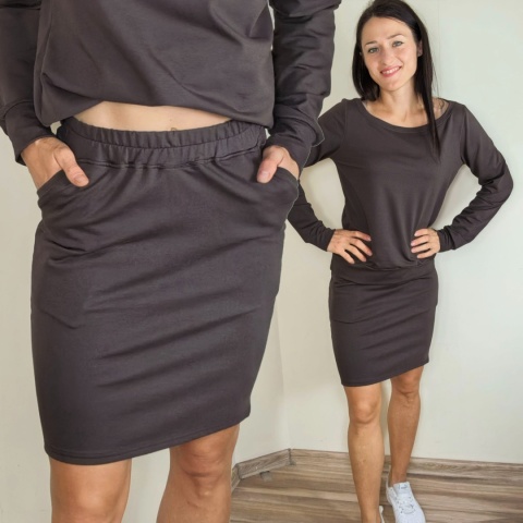 spódnica MOLI _ dresówka czekoladowa