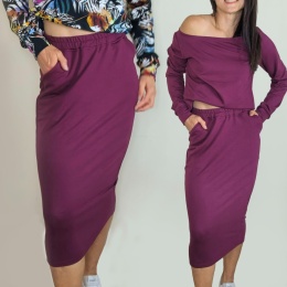 spódnica MOLI midi _ dresówka burgund