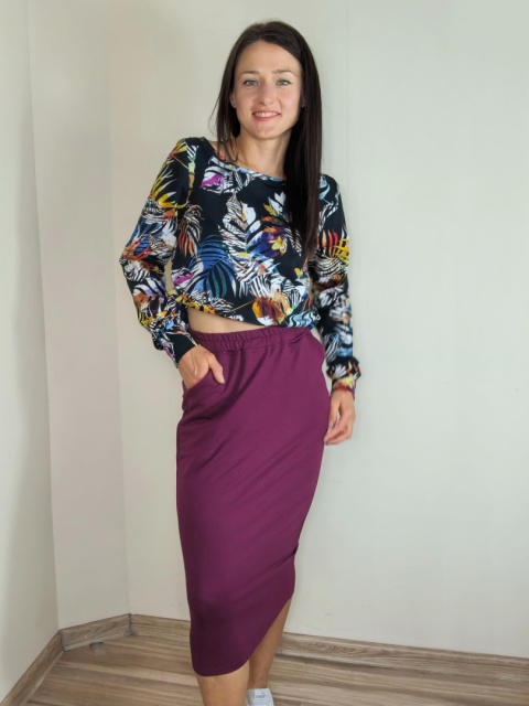 spódnica MOLI midi _ dresówka burgund spódnica MOLI midi _ dresówka burgund