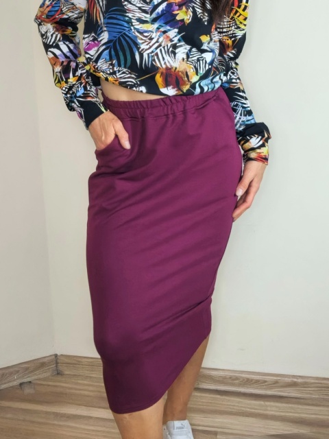 spódnica MOLI midi _ dresówka burgund spódnica MOLI midi _ dresówka burgund