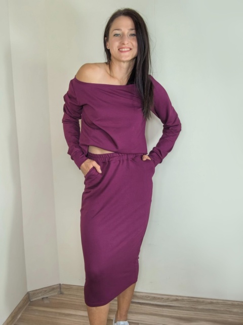 spódnica MOLI midi _ dresówka burgund spódnica MOLI midi _ dresówka burgund