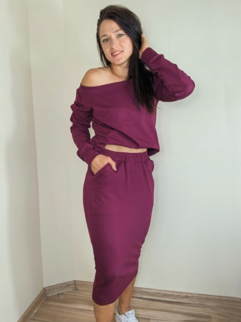 spódnica MOLI midi _ dresówka burgund spódnica MOLI midi _ dresówka burgund