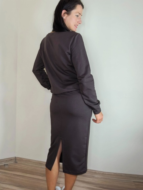 spódnica MOLI midi _ dresówka czekoladowa spódnica MOLI midi _ dresówka czekoladowa