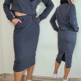 spódnica MOLI midi _ dresówka grafit