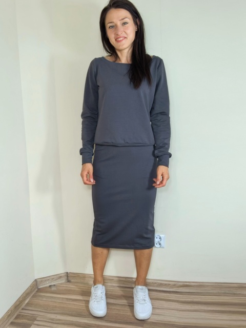 spódnica MOLI midi _ dresówka grafit spódnica MOLI midi _ dresówka grafit