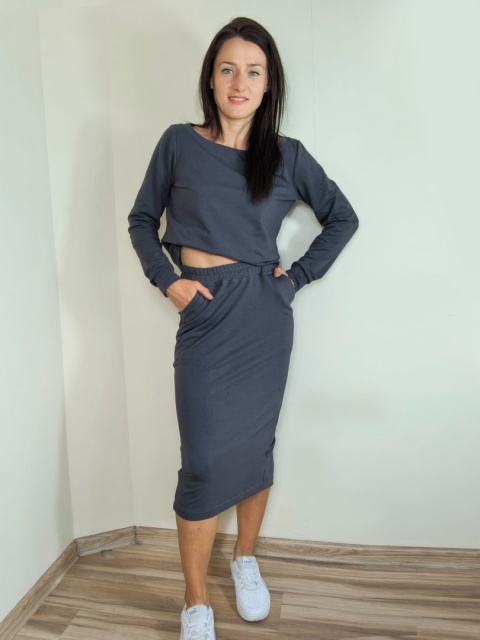 spódnica MOLI midi _ dresówka grafit spódnica MOLI midi _ dresówka grafit