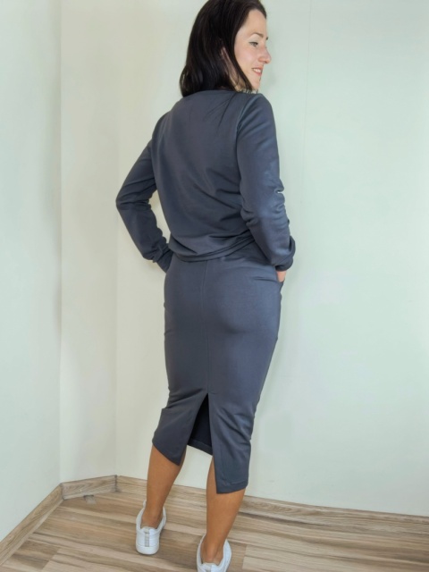 spódnica MOLI midi _ dresówka grafit spódnica MOLI midi _ dresówka grafit