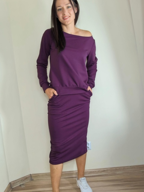 spódnica MOLI midi _ dresówka śliwka spódnica MOLI midi _ dresówka śliwka