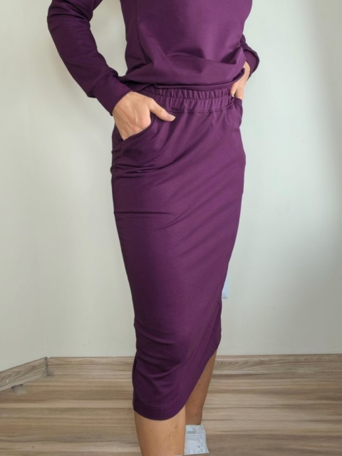 spódnica MOLI midi _ dresówka śliwka spódnica MOLI midi _ dresówka śliwka