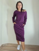 spódnica MOLI midi _ dresówka śliwka