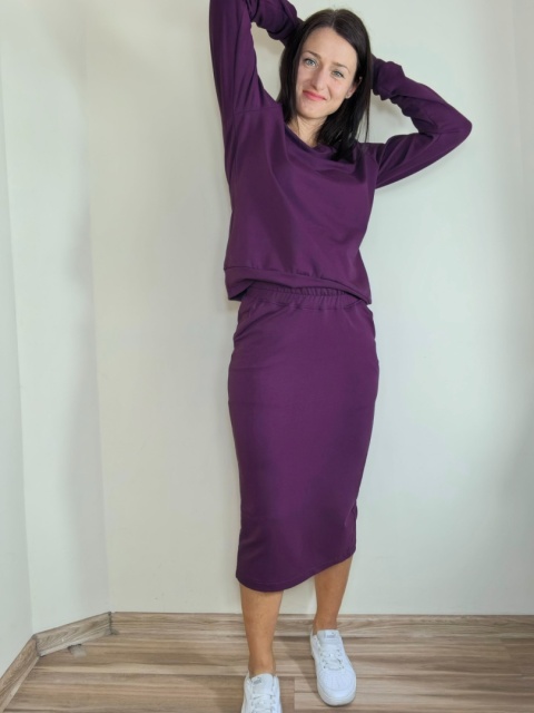 spódnica MOLI midi _ dresówka śliwka spódnica MOLI midi _ dresówka śliwka