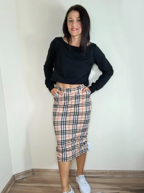 spódnica MOLI midi _ dresówka kratka spódnica MOLI midi _ dresówka kratka