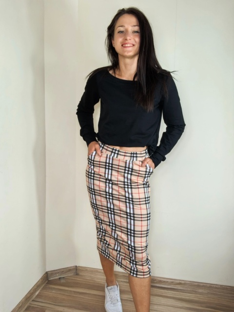 spódnica MOLI midi _ dresówka kratka spódnica MOLI midi _ dresówka kratka