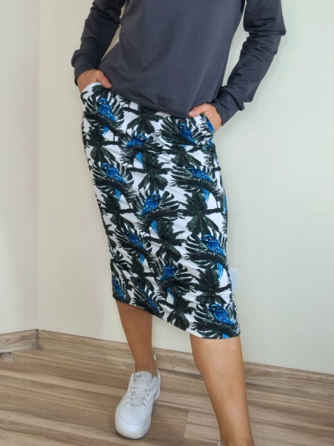 spódnica MOLI midi _ dresówka papuga spódnica MOLI midi _ dresówka papuga