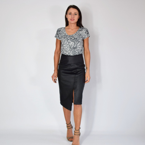 spódnica asymetryczna _ ekoskóra